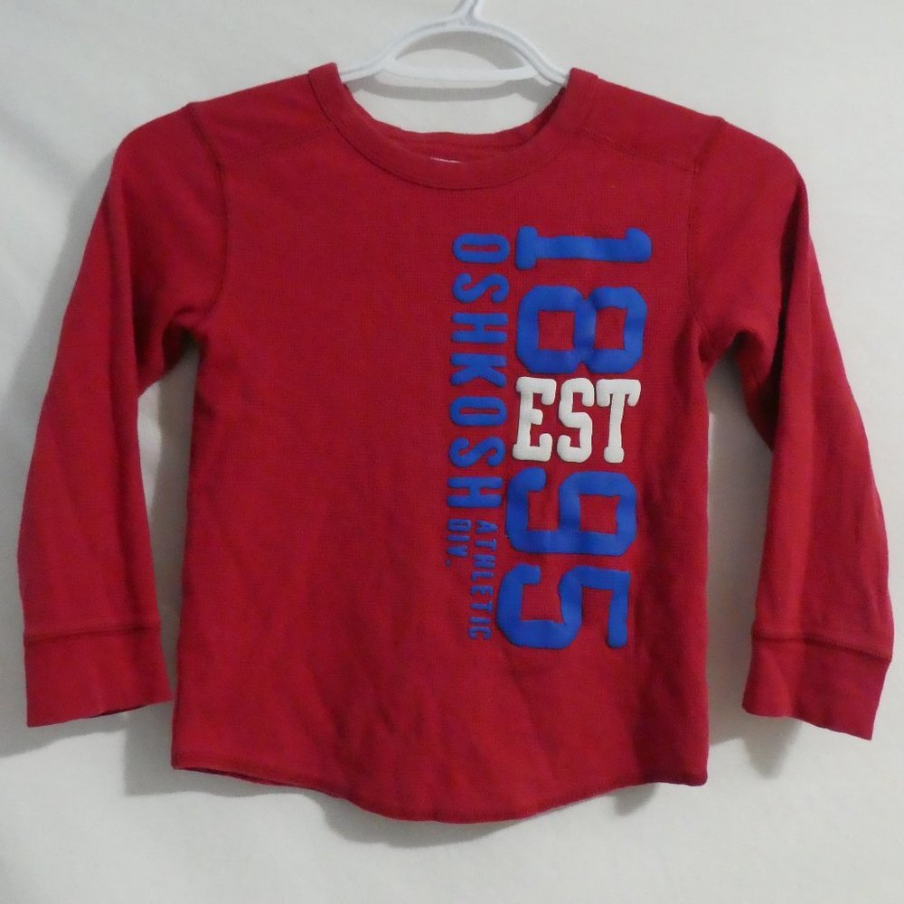 OSHKOSH B'GOSH, size 6, red graphic waffle knit long sleeve shirt